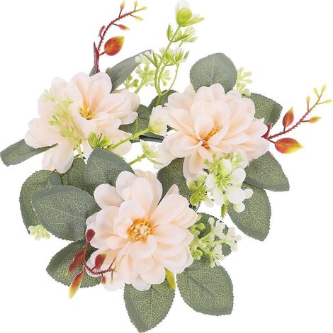 Couronne de fleurs et bougie décorative pour fêtes de famille, Saint-Valentin, simulation réaliste, lot de 1 (1/5)