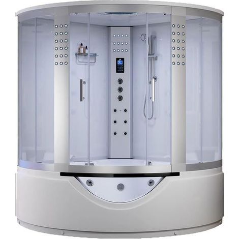 Vidalux Kingston Luxury Corner Steam Shower & Airspa Whirlpool Bath - White, 1500 x 1500 x 2250mm - Quadrant Shape, Built-in DAB Radio with Speaker System - 5 Years Warranty (1/5)