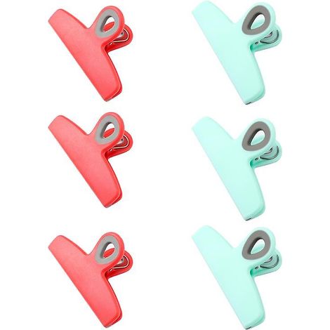 Set mit 6 großen, robusten Beutelclips zur Aufbewahrung von Lebensmitteln, 5 Chipstütenclips mit luftdichten Verschlussgriffen für Brot- und Snacktüten, grün (1/5)