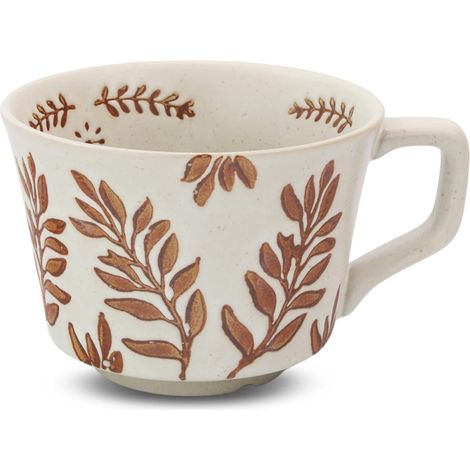 Mug en céramique de 35 cl avec anse surdimensionnée - Tasse en grès au motif lierre unique, idéale pour le thé, le moka, le latte, le cappuccino et l'espresso