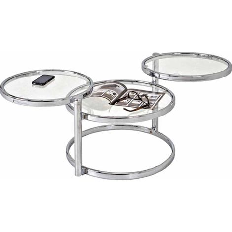 Table Basse en Verre "Blaise" 140cm Argent