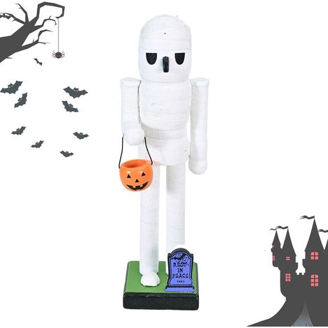 Casse-Noisette Halloween Figurine Décorative En Bois Effrayante Casse-Noisette Squelette Statue Table pour fenêtre manteau de cheminée fête Halloween table cheminée décoration (1/5)