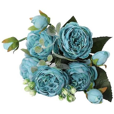Pivoine artificielle coupée à la main, délicate et pratique, composition florale.bleu (1/5)