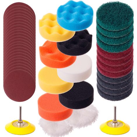 Satz Polierschwammscheiben mit Klettverschluss, 75 mm, 50 Stück für Schraubendreher