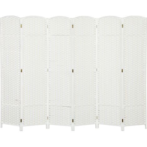Faltbarer Raumteiler mit 6 Paneelen, Polypropylen, weiß