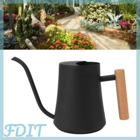 Arrosoir Stainless Steel Watering Can Pot Retro Small Plant Watering Can With Wooden piscine outils Noir (1/5)