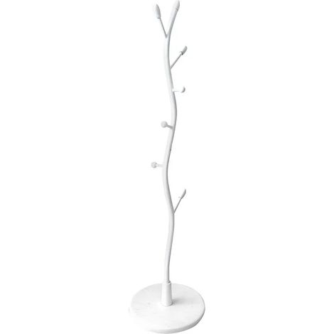 WELLHOME Porte-manteau Twist avec 8 cintres Ø35x134 cm en métal blanc