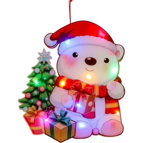Guirlande Lumineuse De Noël - Pour Fenêtre Et Porte - Figurines Santa Claus Renne Bonhomme De Neige - Fonctionne Sur Piles - Décor Intérieur - Lot De 1 (1/3)