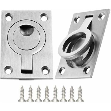 Juego de 2 tiradores para cajón, tiradores para armario, tiradores de acero inoxidable para barcos, tiradores marinos, escotilla empotrada para barco, tirador empotrado con 8 tornillos (64 x 46 mm)