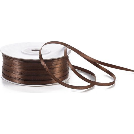 Nastro doppio raso color marrone cioccolato in rotolo, mm 3 x 100 m