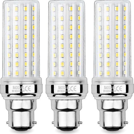 Ampoules LED maïs 20 W, équivalent à 150 W incandescent, 2 300 lm, blanc chaud 3 000 K, culot B22, lot de 3-AquaForge (1/2)