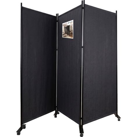 VOUNOT® Biombo de 3 Paneles con Ruedas Separador de Ambientes Plegable 262x30x180 cm Pantalla de Privacidad Antracita