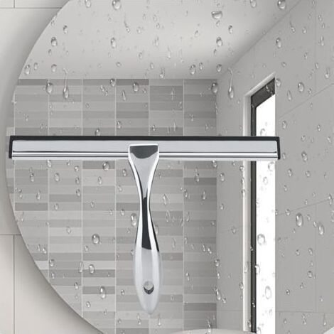 Essuie glace de salle de bain en acier inoxydable de 12 pouces avec crochet, réutilisable pour l'essuie glace de fenêtre, l'essuie glace de porte de douche, l'essuie glace de pare brise de vo (1/5)