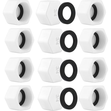 Bouchons de Tuyau Bouchon Tadiateur 3/4" Capuchon Fileté de Fermeture avec Filetage Intérieur Capuchon de Vis Bouchon Robinet avec Disques de Support de Tuyau 12 Pcs (1/5)