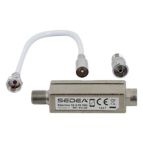 Sedea – Filtre réjecteur 5G pour installations TV – Réjection > 45 dB – Fréquences 0,3 à 694 MHz – Connectique incluse pour installation rapide