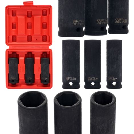 Juego de llaves de vaso de impacto, 3 piezas, 1/2" L:78, 17-21 mm, Kraft&Dele (1/5)