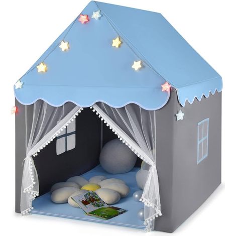 Costway – Tente de jeux pour enfants 105 x 121 x 136 cm – Cabane avec tapis lavable et lumières étoiles – Montage facile – Pour garçons et filles (1/5)