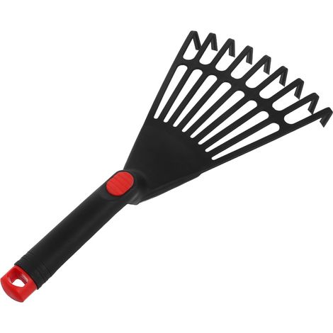Petit râteau de jardin en plastique avec poignée, outil à main pratique pour l'entretien du jardin, pour enlever les feuilles pour les parterres de fleurs (1/5)