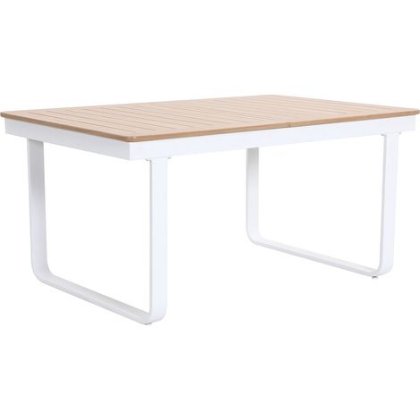 Tavolo da giardino allungabile in alluminio L.155/246 cm Naturale chiaro e bianco - SERUNO di MYLIA