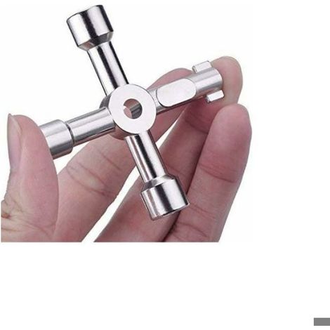 Clé Multifonction 4 Voies - Pour Boîtes Électriques Eau Gaz Armoires Médicales - 7,2 x 7,2 cm - 1 Pièce (1/5)