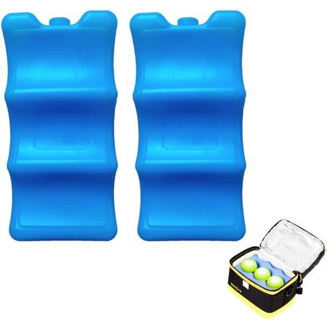 Lot de 2 éléments réfrigérants, pains de glace, réutilisables, adaptés aux réfrigérateurs et aux sacs isothermes, 600 ml (bleu) (1/5)