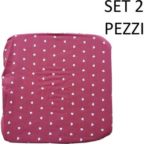 Cuscino Coprisedia Mollettone imbottito con fascia elastico ROSSO FANT.CUORE SET 2 PEZZI (1/2)