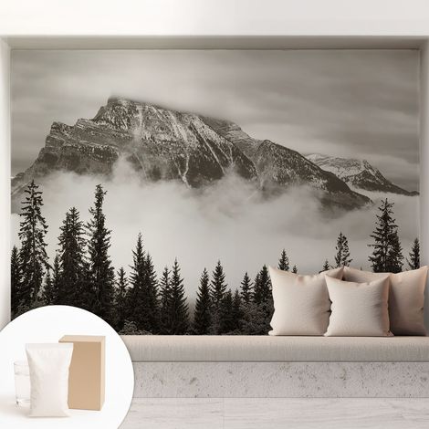 Papier peint intissé mural avec colle pour salon et chambre Décoration murale rapide - Colle incluse gratuite Paysage montagneux 208x146 cm (1/5)