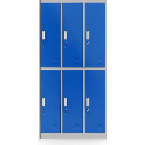 Armoire vestiaire pour vêtements de travail, 6 portes IGOR, 900 x 1850 x 450 mm, gris bleu (1/3)