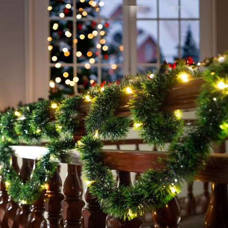 Guirlande De Noël En Plastique Avec Lumières - 270 Cm - Pour Décoration Intérieure Et Extérieure - 1 Pièce (1/5)