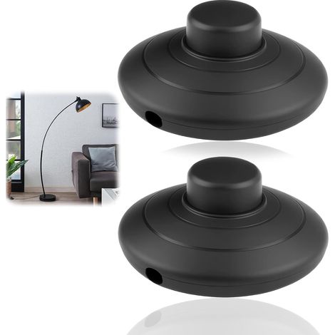 2 Pcs Round Foot Switch 250V/5A Foot Switch for Inline Lamp 2 or 3 Wire for On-Off LED Light Control - for Floor and Table, Replacement and Repair, Black (1/5)