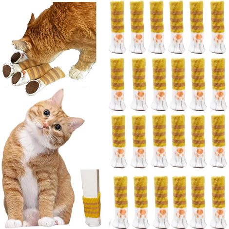 24-teiliges Katzenpfoten-Stuhlbein-Set, 4 cm hohe Bodenschoner für Parkettböden, rutschfeste, gestrickte Möbelsocken, Filzgleiter für Möbelbeine, geeignet für eckige und runde Beine, geräuschdämpfend