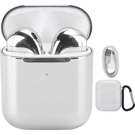 Casque Bluetooth 5.0 sans fil à double canal, réduction de bruit intelligente 1:1, écouteurs TWS intra-auriculaires argent (1/5)
