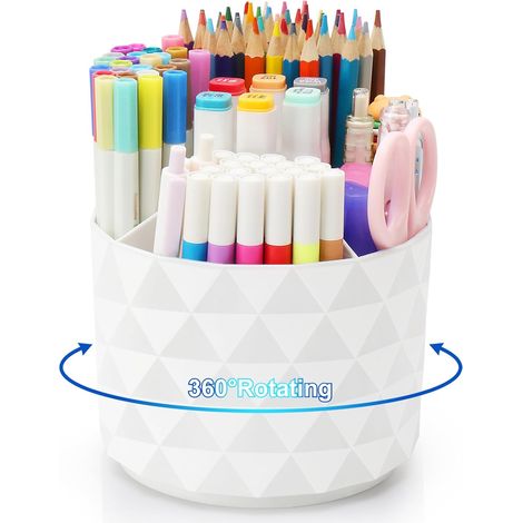 Minimalistischer Schreibtisch-Organizer, diamantförmiger Glitzer-Stiftehalter, 360° drehbares Büroaccessoire, Stiftehalter-Organizer mit 5 Fächern, geeignet für Büro, Schule, Zuhause, Künstlerbedarf (
