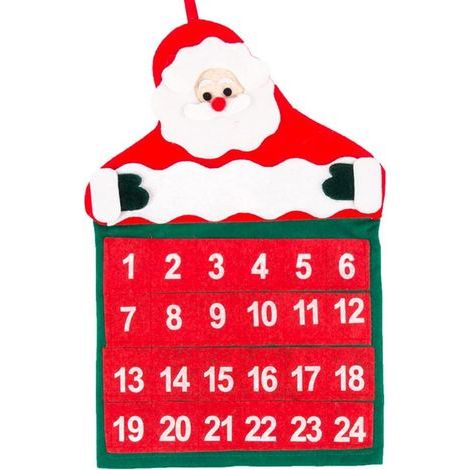 Kit de calendario de adviento DIY de fieltro con forma de árbol de cuenta regresiva y 24 bolsillos para adornos navideños colgantes. (1/5)