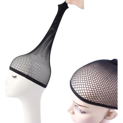 Bonnet résille pour perruque - Filet à cheveux pour perruque - Bonnet résille pour perruque femme - Bonnet pour perruque cheveux longs et épais - Noir - Lot de 5 (1/5)