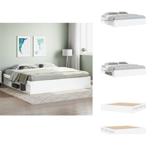 Cadre de lit sans matelas blanc 200x200 cm - Cadre De Lit - Lit Double - Lit Blanc - Meuble Chambre - Rangement Sous Lit (1/5)