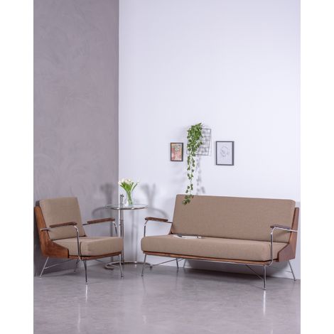 Nest Dream - Canapé industriel en bois de noyer - Daneu - Beige