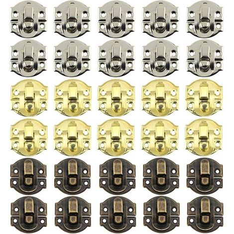 30 Pcs Antike Haspe Verriegelungs Scharniere Spannverschluss Haspe Latch Verschluss mit Schrauben für Holzkiste Koffer Schmuckkisten
