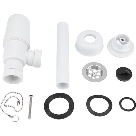 Siphon en plastique antirouille durable avec bonde pour évier et évacuation des eaux usées (1/5)