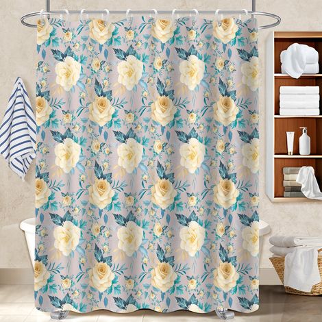 Kit rideau de douche en polyester 180x180 pratique rideau imperméable pour mur irrégulier (1/5)