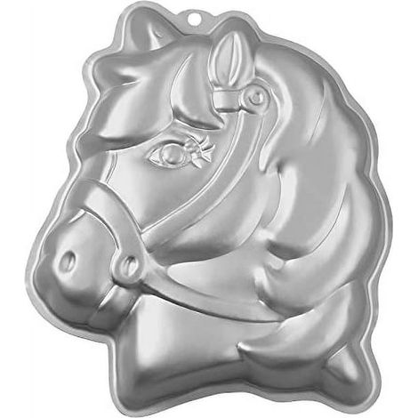 Moule à Gâteau en Forme de Cheval en Aluminium, Plat de Cuisson Antiadhésif de 26,7 x 30,5 x 5 cm (2 po) (1/5)