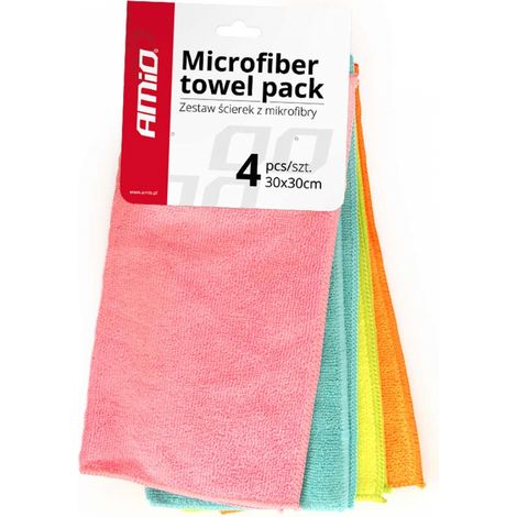 Set di 4 panni in microfibra per auto, 30x30 cm, modello Cwash-02 amio-01046 (1/2)