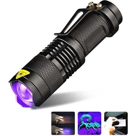 Lampe de Poche UV - 365nm - Alliage d'aluminium - Portée 8m - Compacte et légère (1/4)