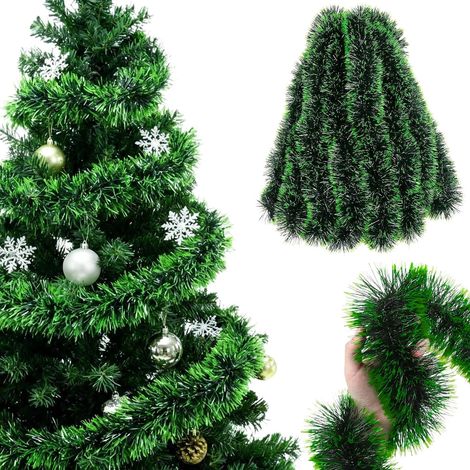 Lot de 4 guirlandes de Noël - 5 m - Guirlande de pin artificiel - Décoration de Noël - Guirlande de sapin pour escalier, cheminée, intérieur et extérieur (1/5)