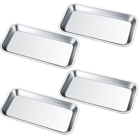 Rechteckige Instrumentenablage aus Edelstahl für Labore – 4 Stück, 22,5 x 11,5 x 1,6 cm (1/4)