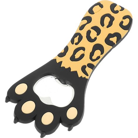 Ouvre-bouteille en forme de griffe de chat pour réfrigérateur à bières et à canettes, accessoire de camping-car, cadeau, jaune et noir, 1 pièce (1/5)