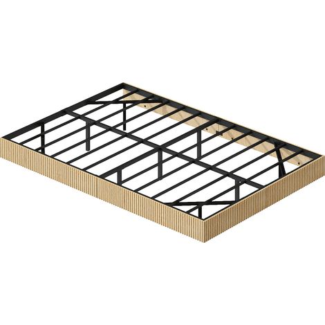 Cama plataforma 140 x 200 cm efecto flotante con LED RGB, MDF y metal, roble claro HOMVRA (1/5)
