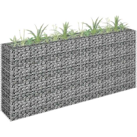 Potager surélevé en gabions, acier galvanisé, 180×30×90 cm