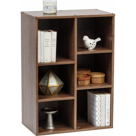 Iris Ohyama, estantería, muebles, 6 estanterías, cubo de almacenamiento, modular, CFR-9060, marrón, W35 x D59 x H83,6 cm