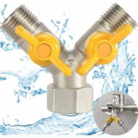 1/2"-Y-förmiges Umschaltventil aus Messing, 2-Wege-Y-Verteilerventil, Gasventil-Splitter, Messing-Rohrverteiler, für Duschkopf und Duscharm (1/4)